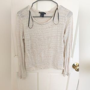 Forever 21 Women's Top Long Sleeve Beige See Through Size Small Juniors Large